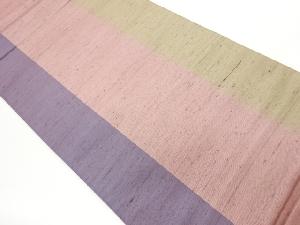 手織り紬縞模様織出し全通袋帯